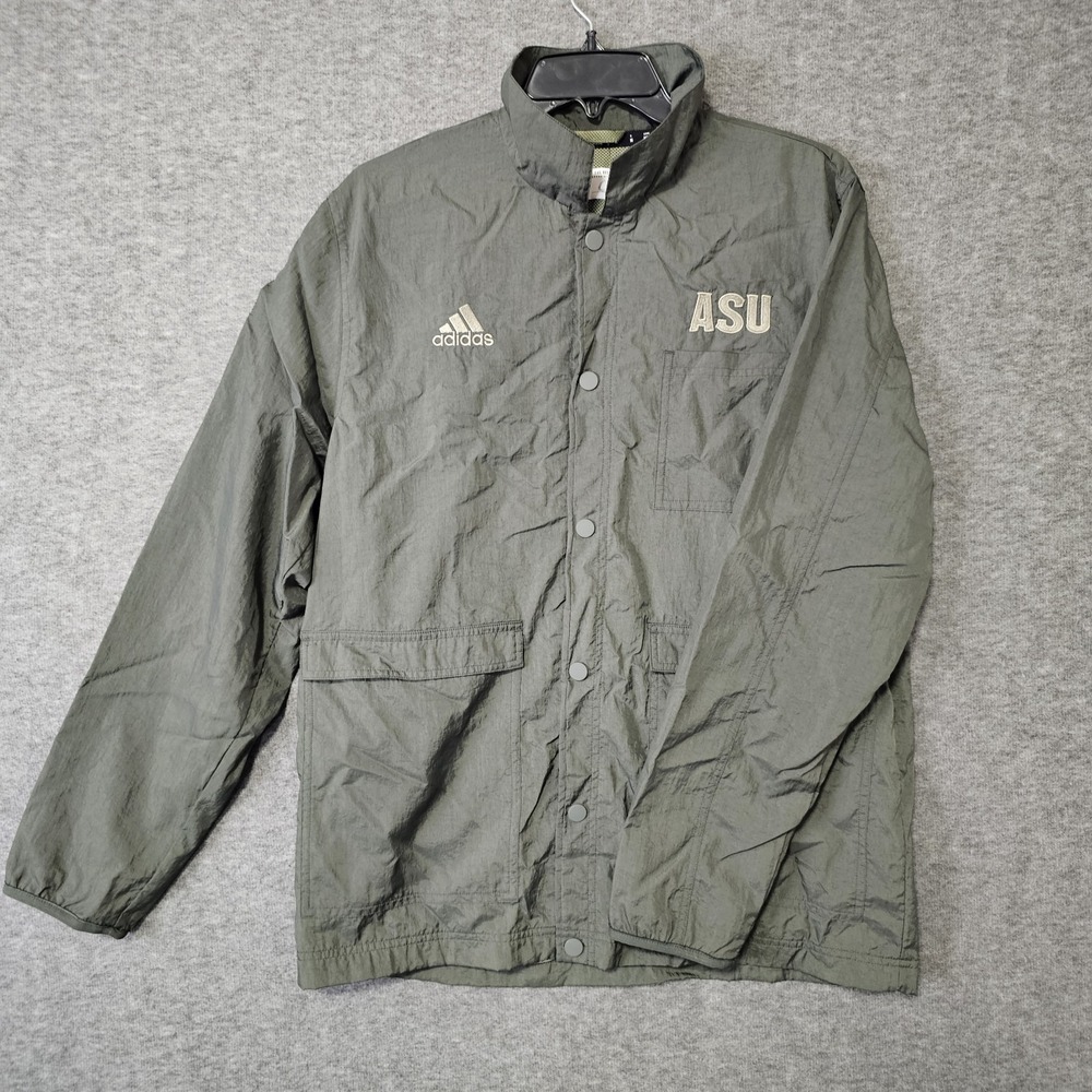 ADIDAS ASU American Flag Patch Windbreaker Jacket Men's Size Medium Army‎ Green